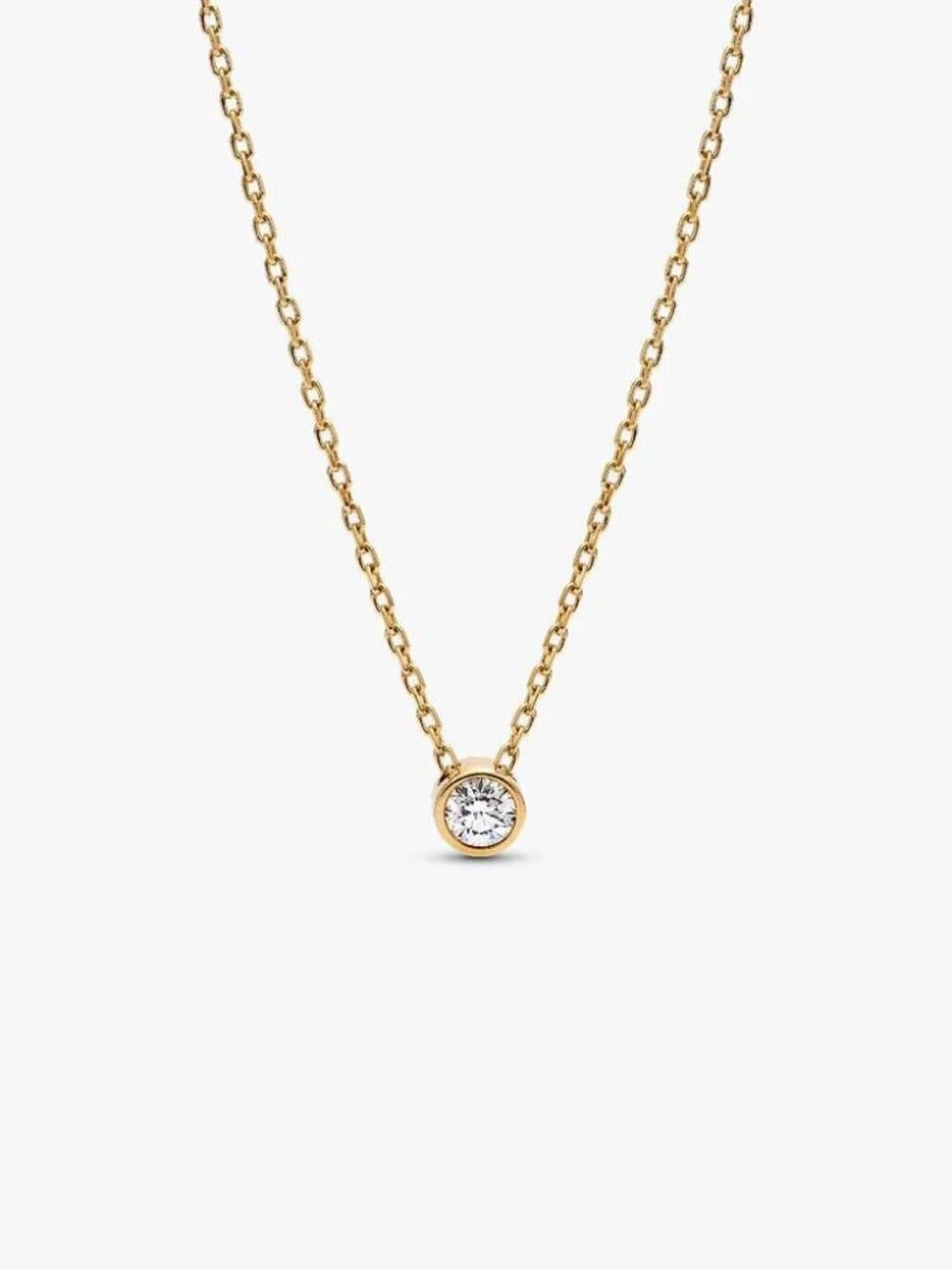 Pandora Era Bezel 14k Gold Lab-grown Diamond Pendant Necklace